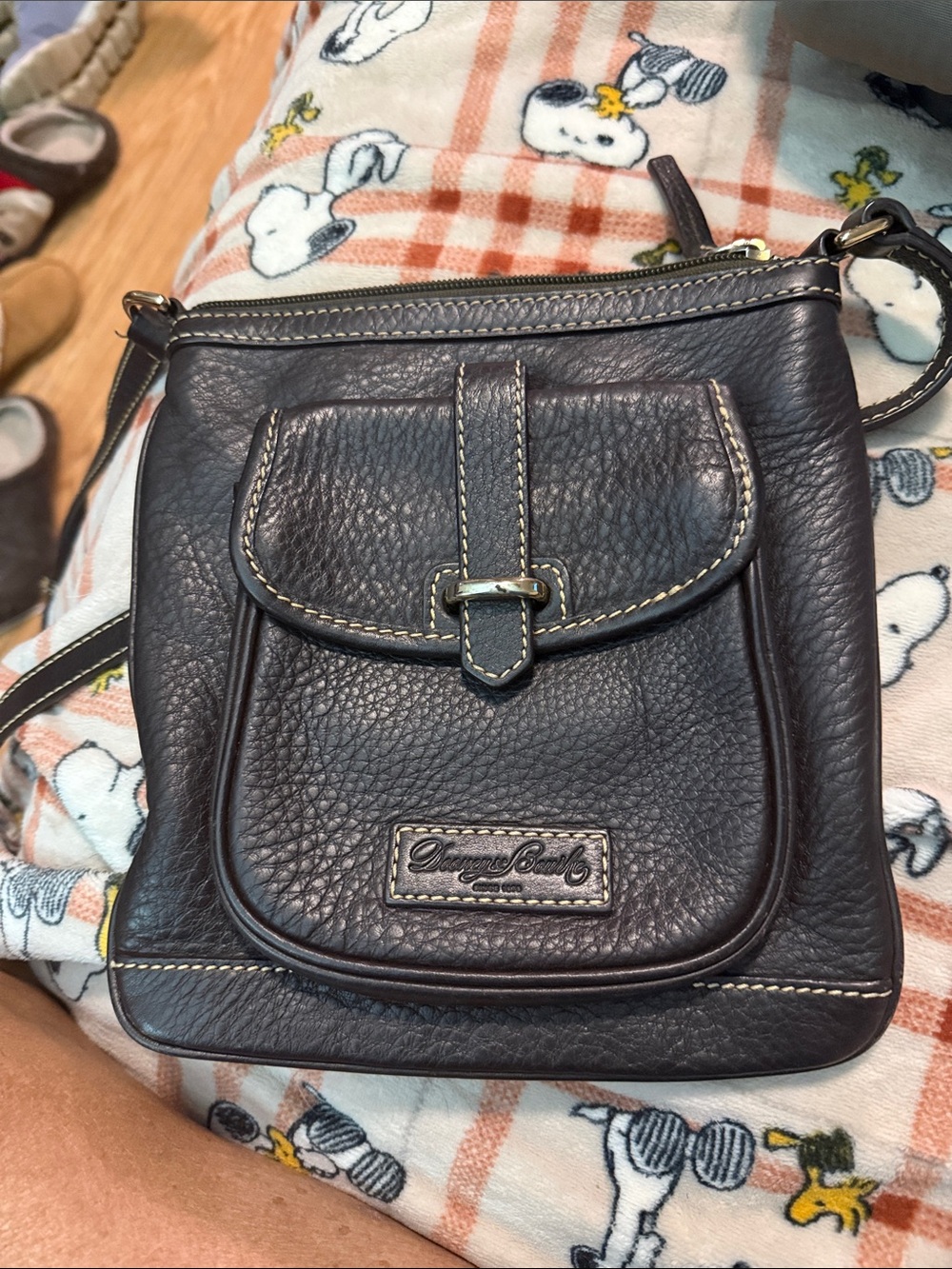 Dooney & Bourke Black Pebbled Leather Front-Pocket Crossbody